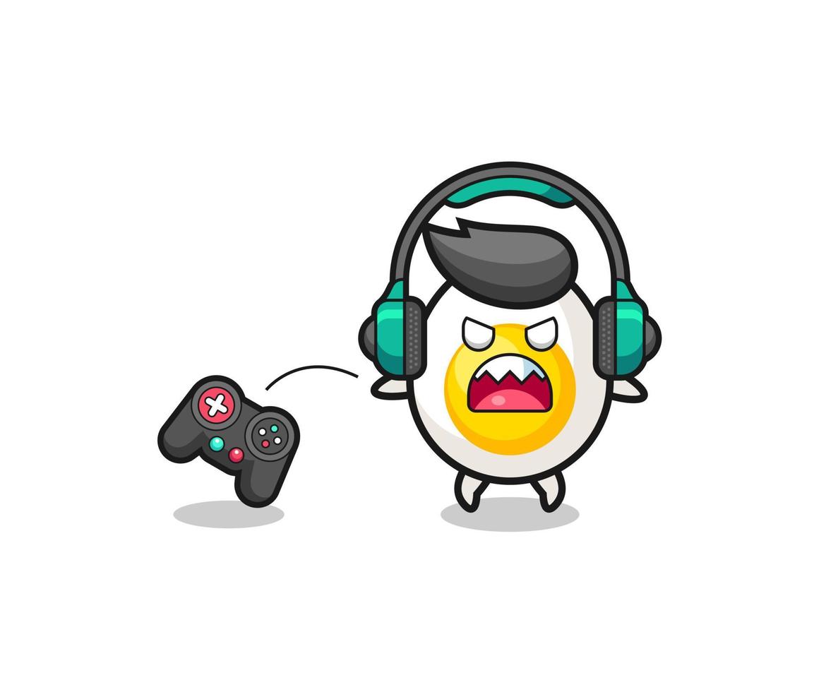 boiled egg gamer mascot is angry vector
