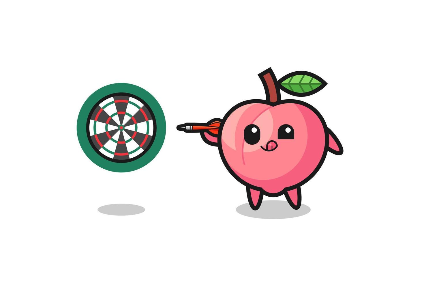 cute peach is playing dart vector