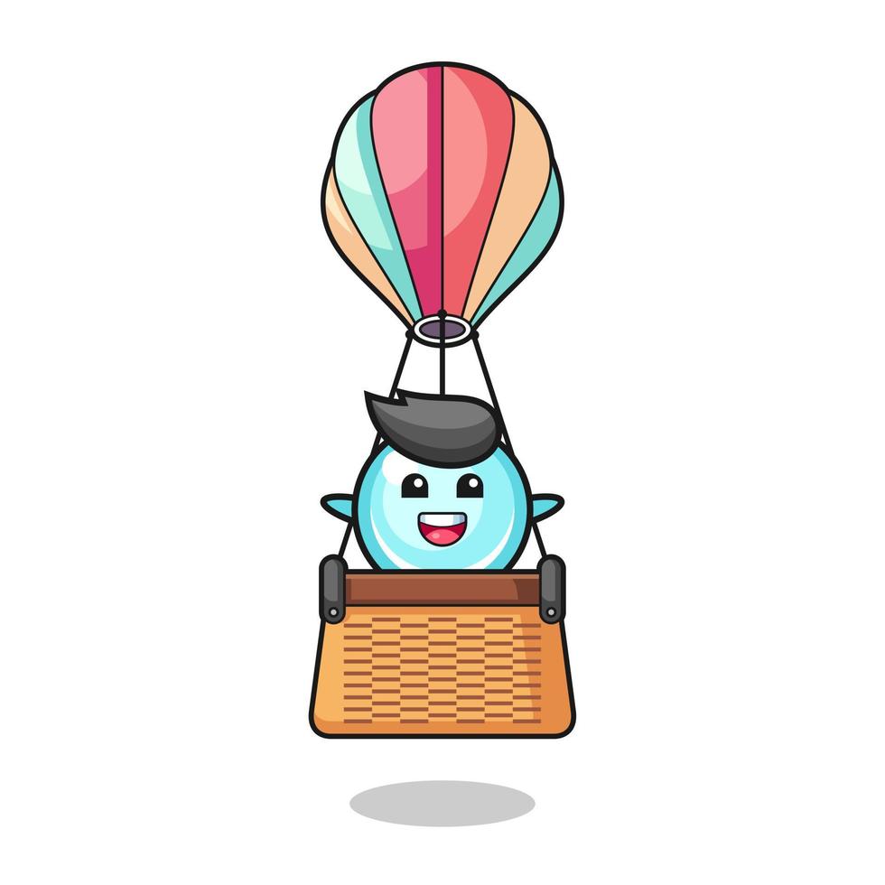 bubble mascot riding a hot air balloon vector