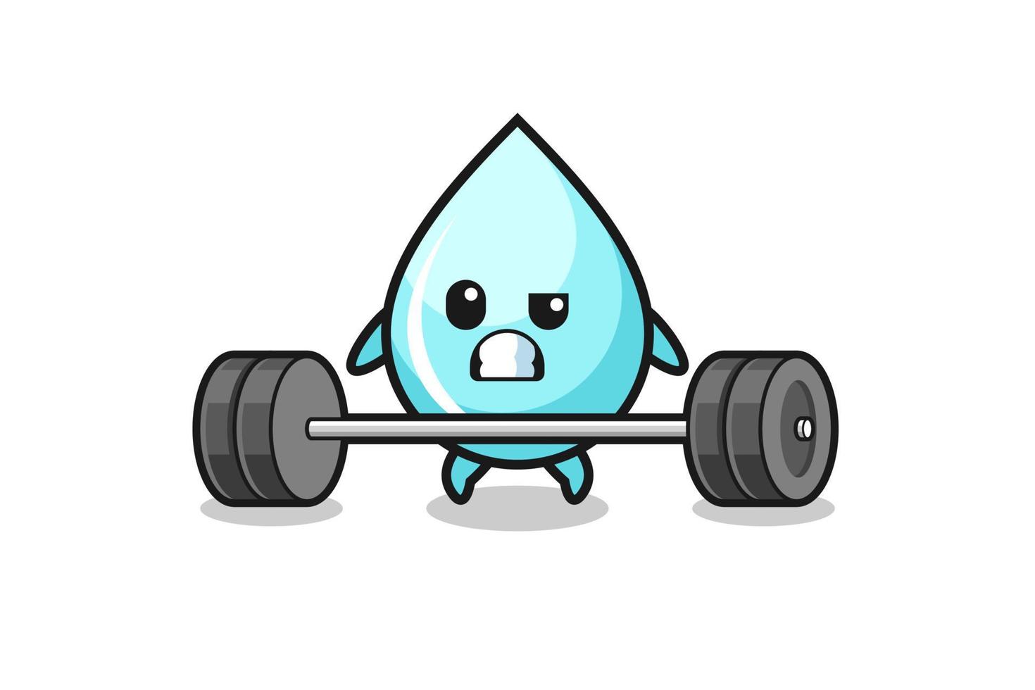 cartoon of water drop lifting a barbell vector