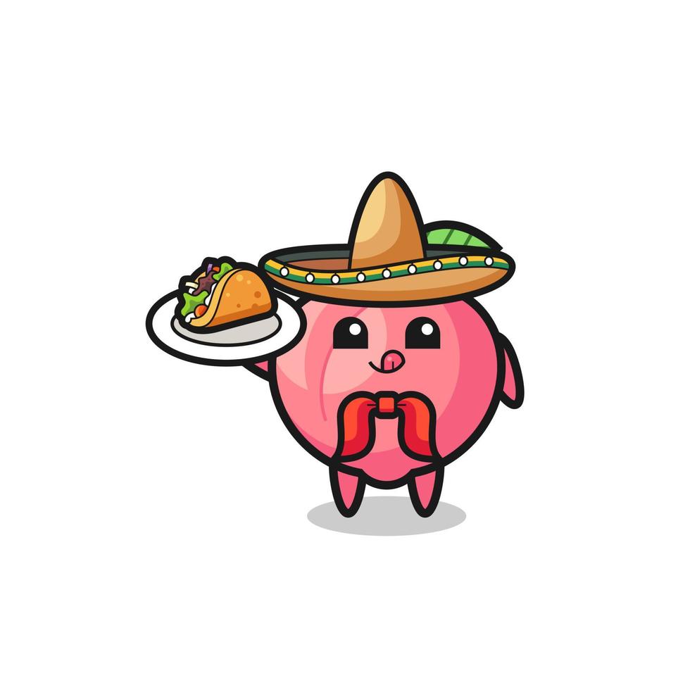 peach Mexican chef mascot holding a taco vector