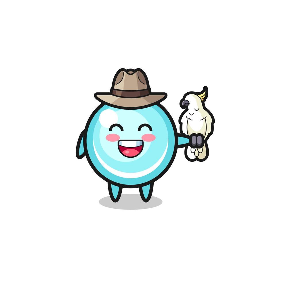 bubble zookeeper mascot with a parrot vector