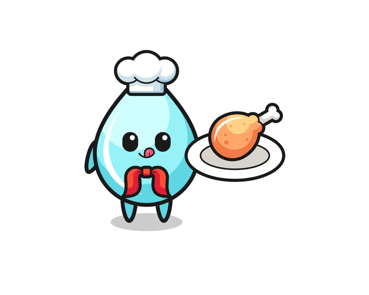 water drop fried chicken chef cartoon character vector