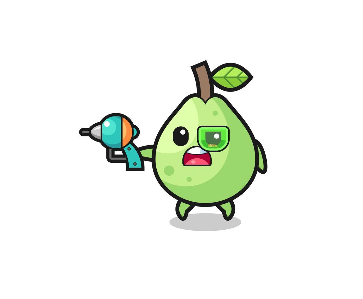 cute guava holding a future gun vector