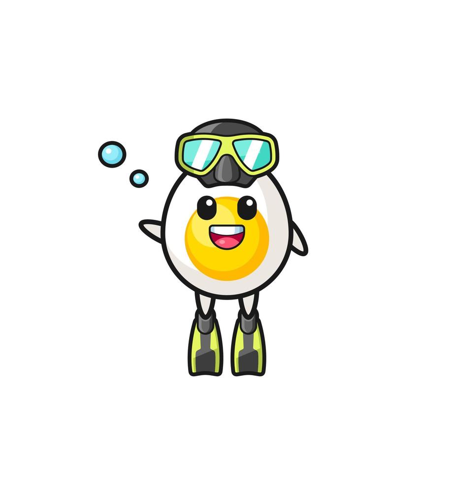 the boiled egg diver cartoon character vector