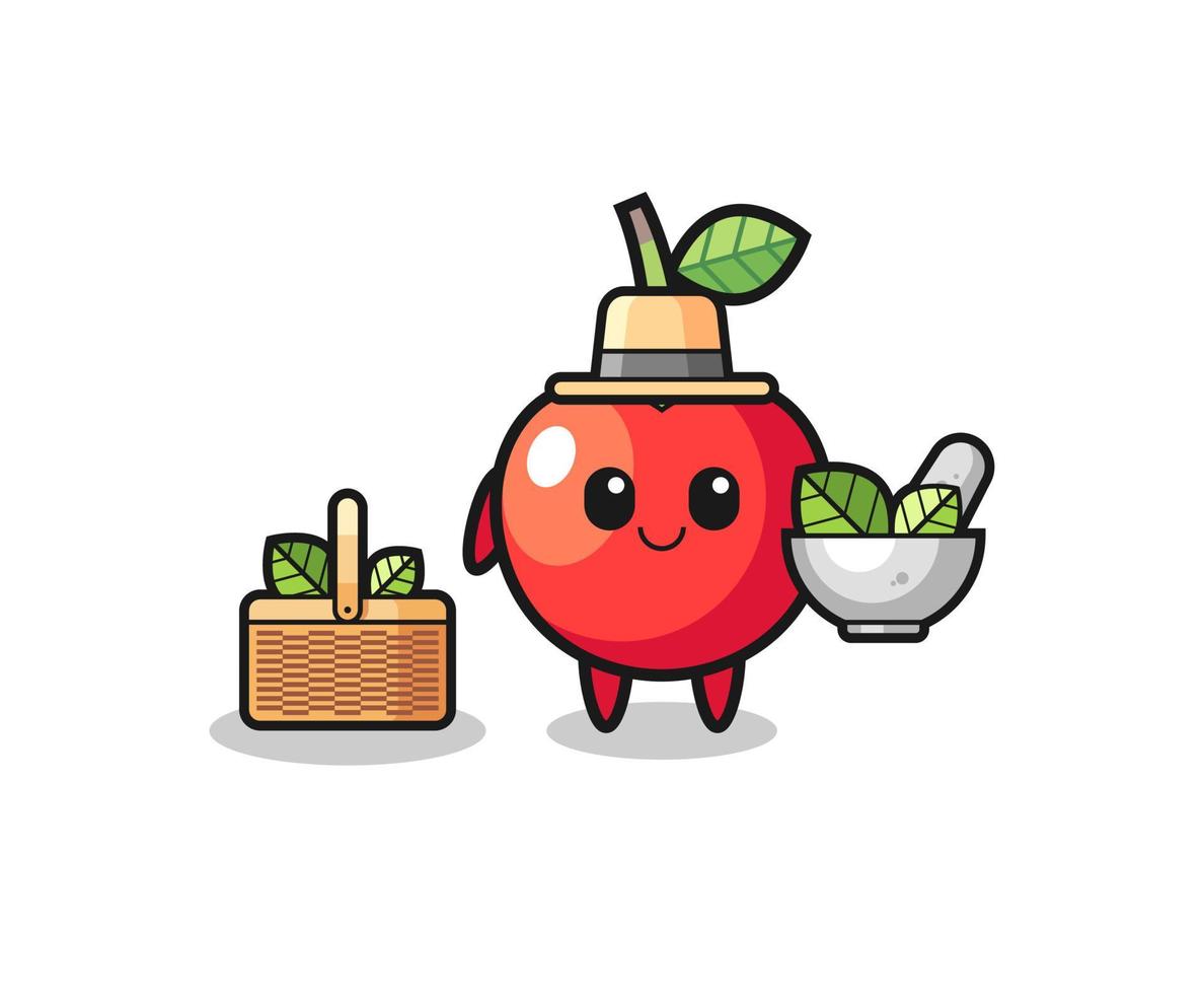 cherry herbalist cute cartoon vector