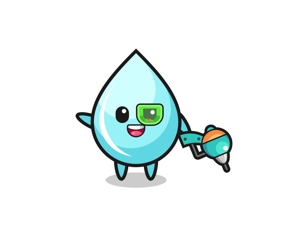 dibujos animados de gota de agua como mascota del futuro guerrero vector
