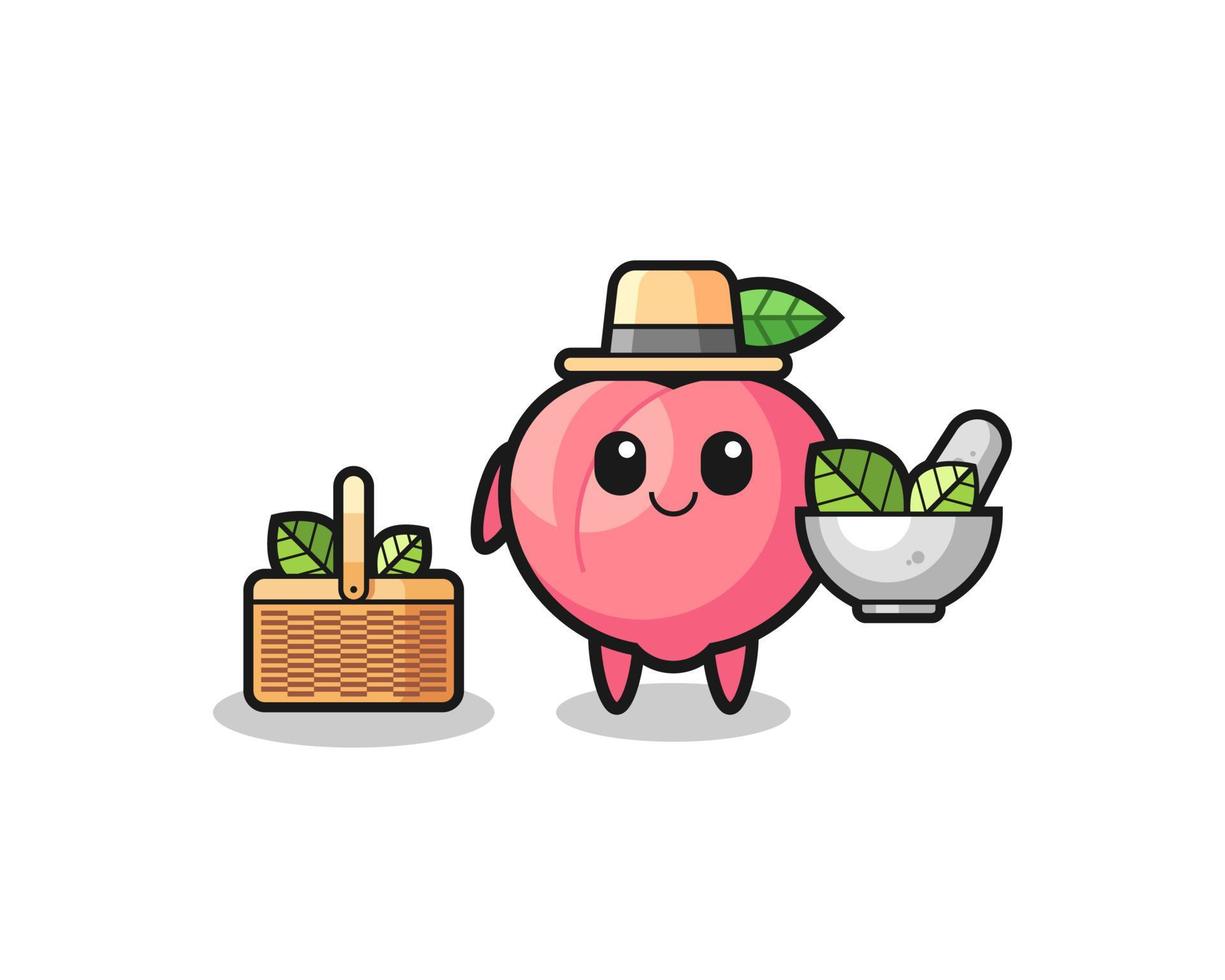 peach herbalist cute cartoon vector