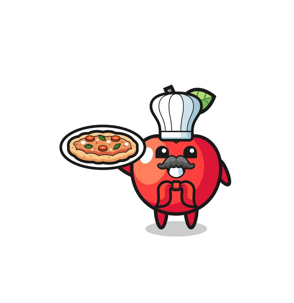 Personaje de cereza como mascota del chef italiano. vector