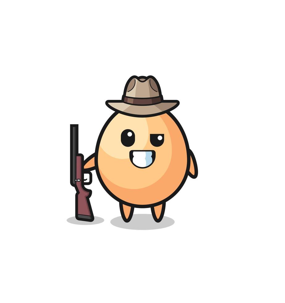 egg hunter mascot holding a gun vector