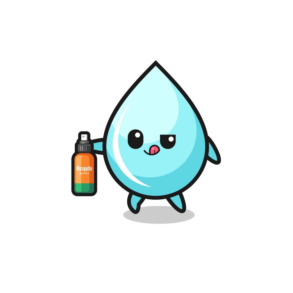 cute water drop holding mosquito repellent vector