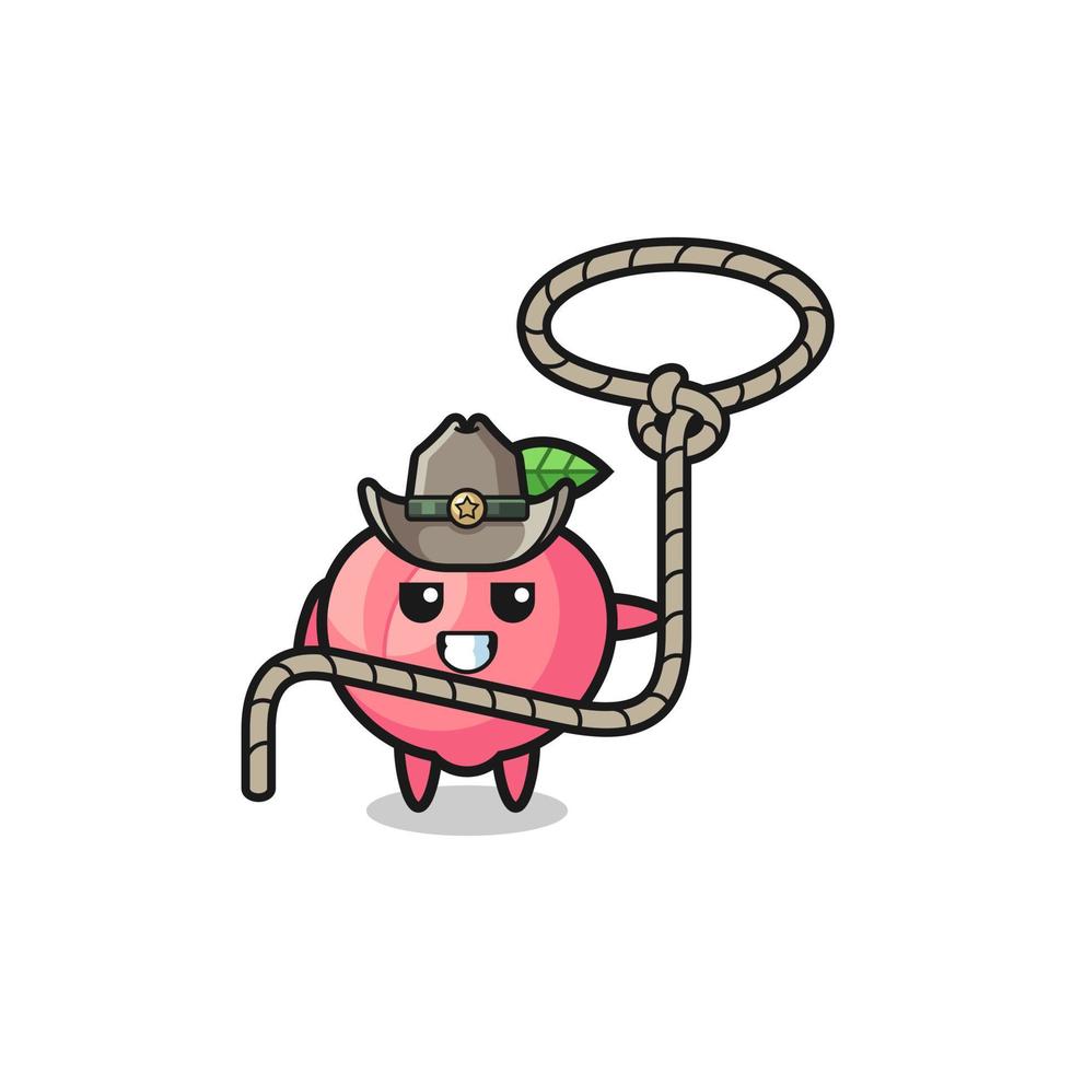 the peach cowboy with lasso rope vector