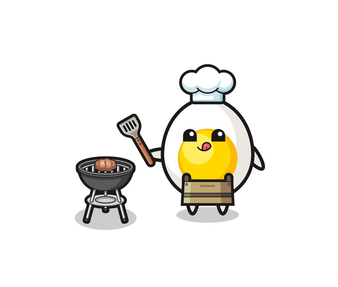 boiled egg barbeque chef with a grill vector