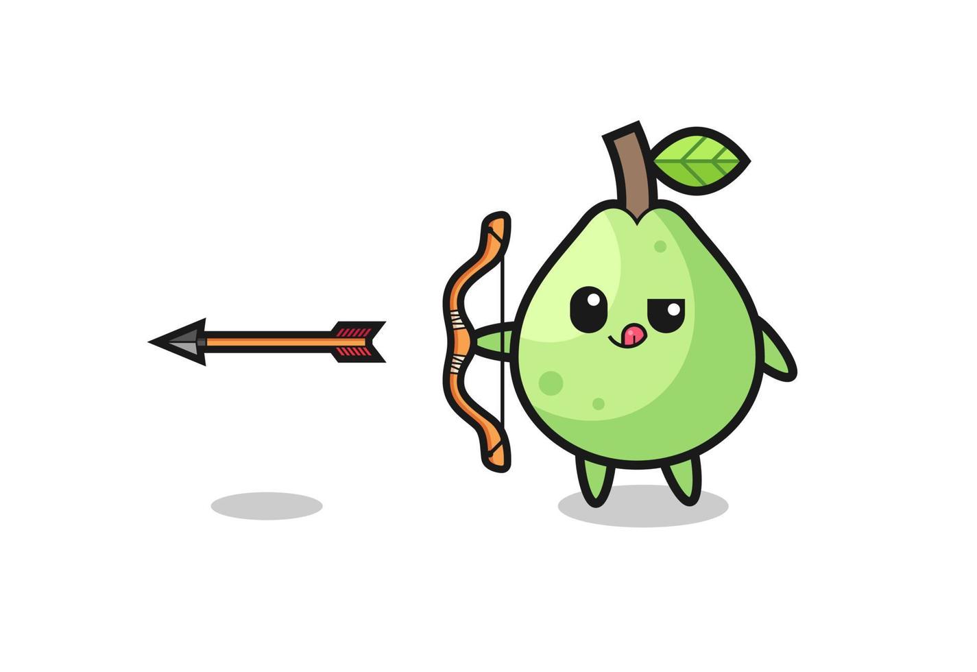 illustration of guava character doing archery vector