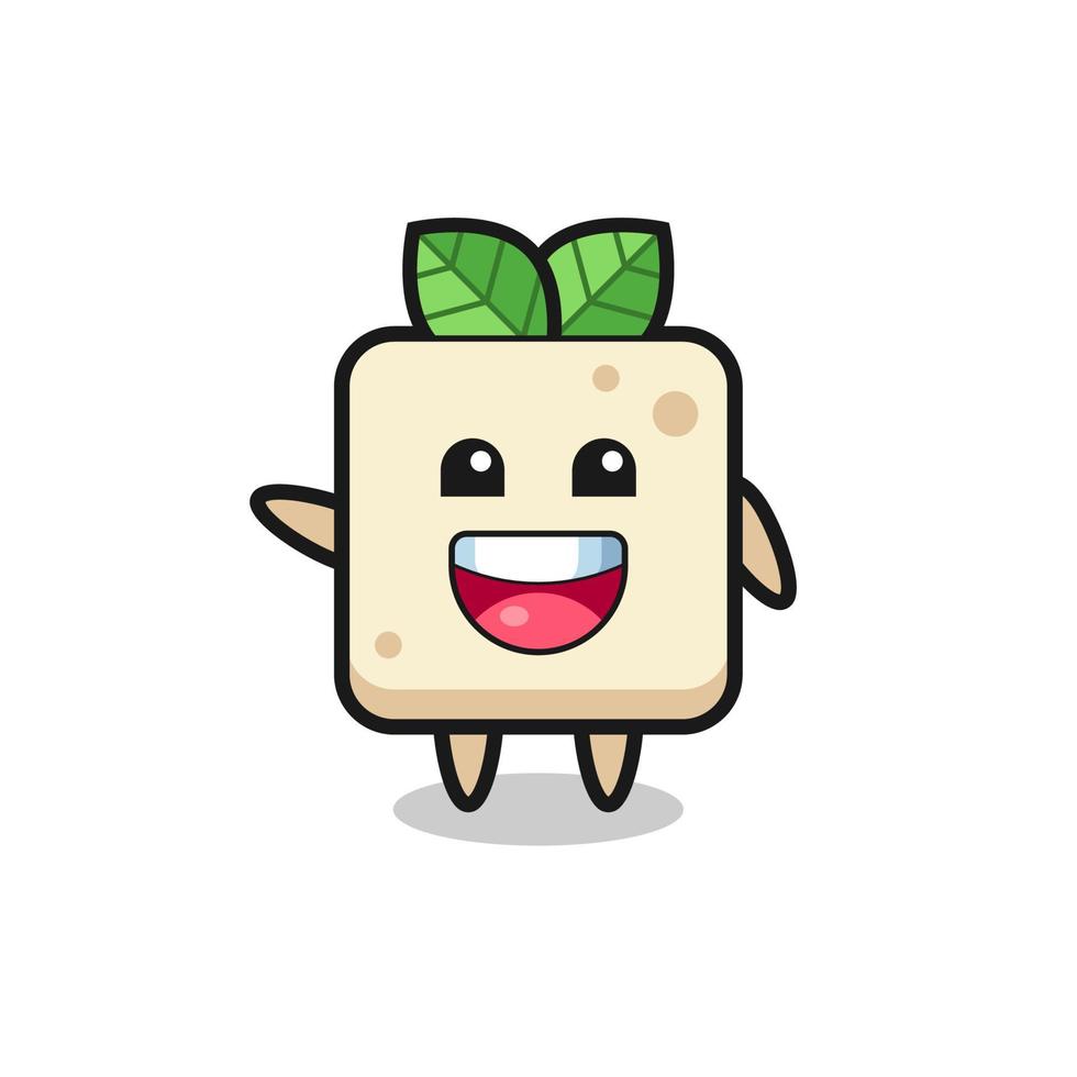 happy tofu cute mascot character vector