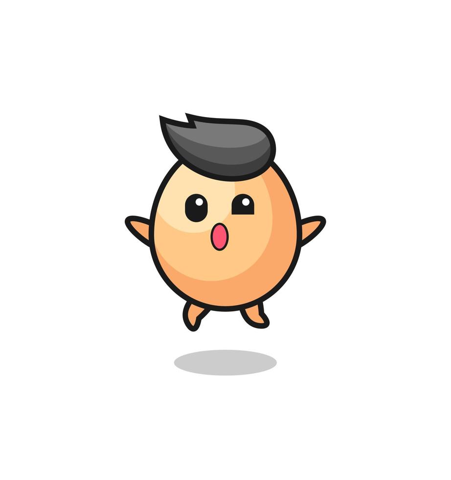 egg character is jumping gesture vector