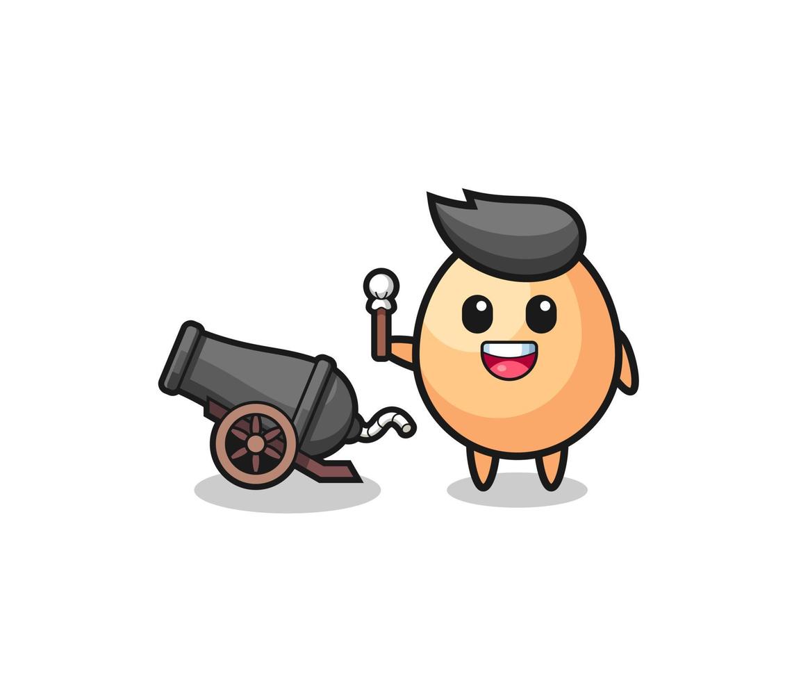 cute egg shoot using cannon vector