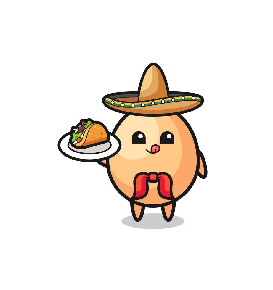 egg Mexican chef mascot holding a taco vector