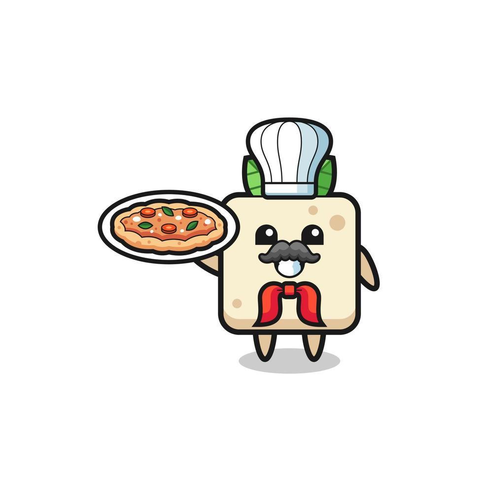 Carácter de tofu como mascota del chef italiano vector