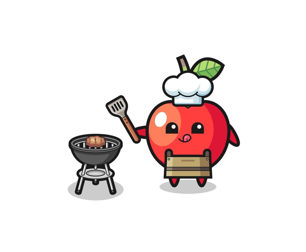 cherry barbeque chef with a grill vector