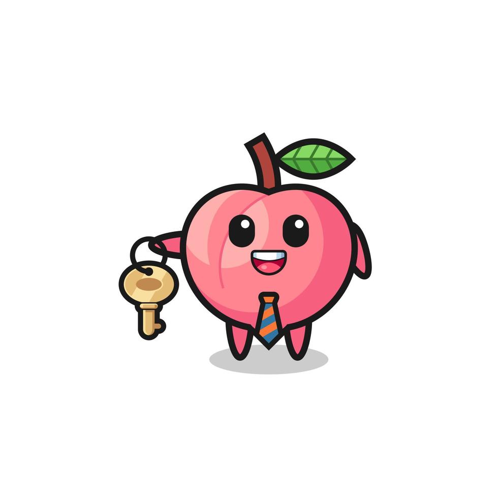 cute peach as a real estate agent mascot vector