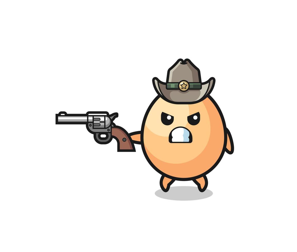 the egg cowboy shooting with a gun vector