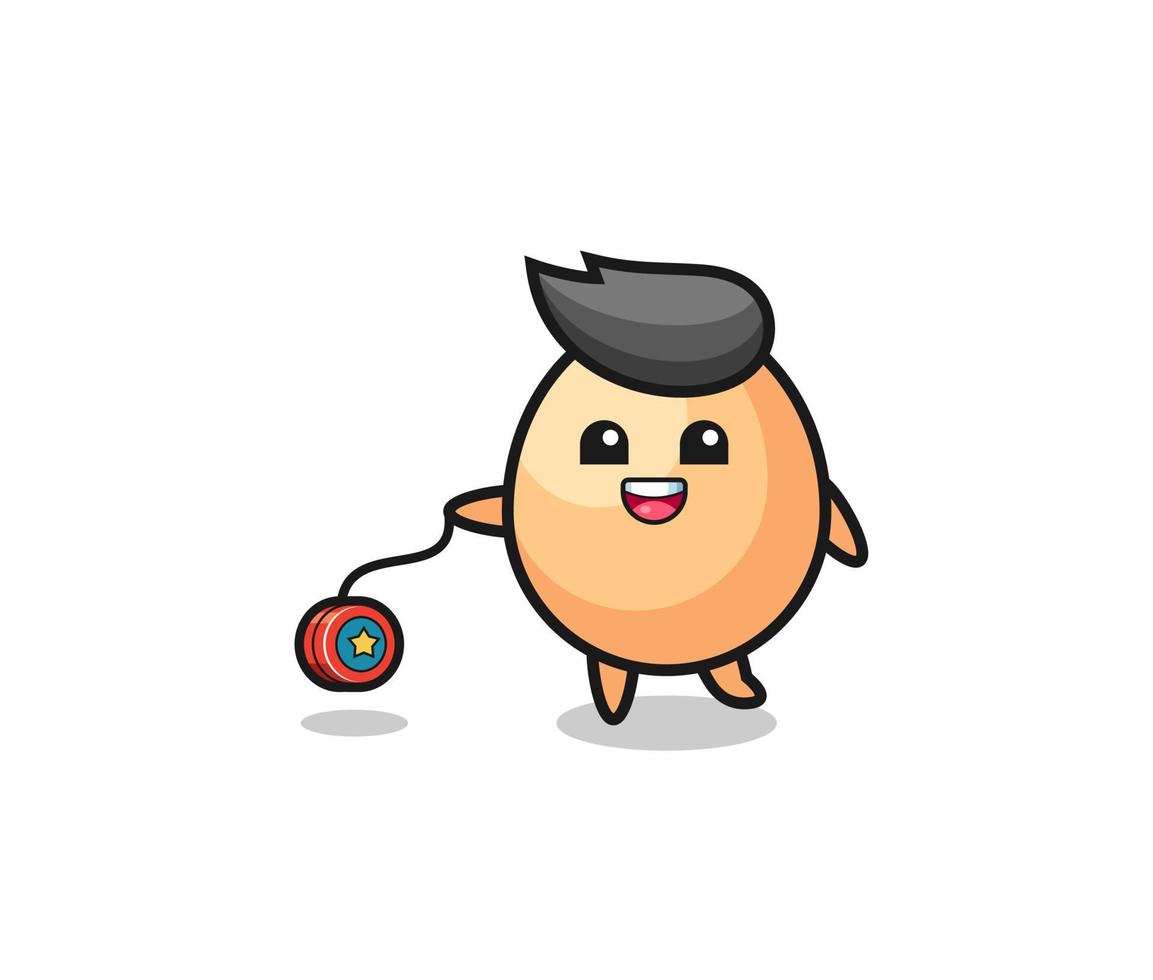 cartoon of cute egg playing a yoyo vector