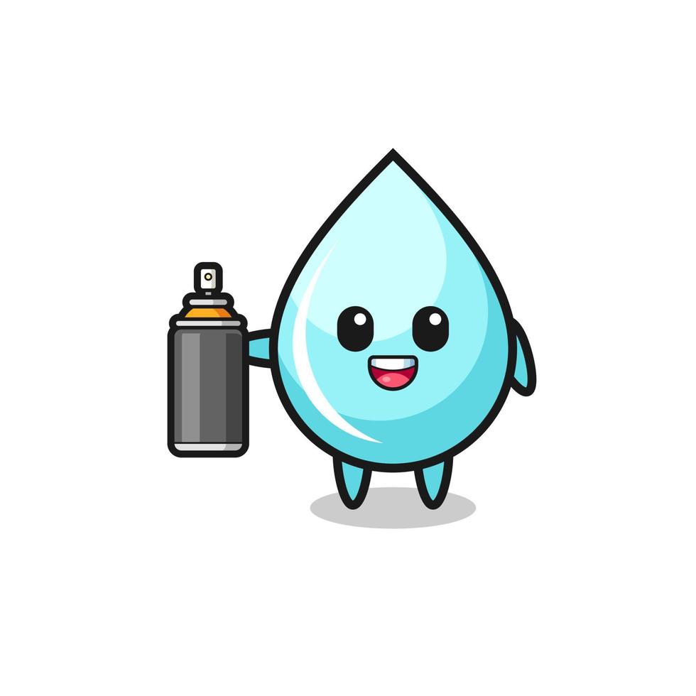 the cute water drop as a graffiti bomber vector