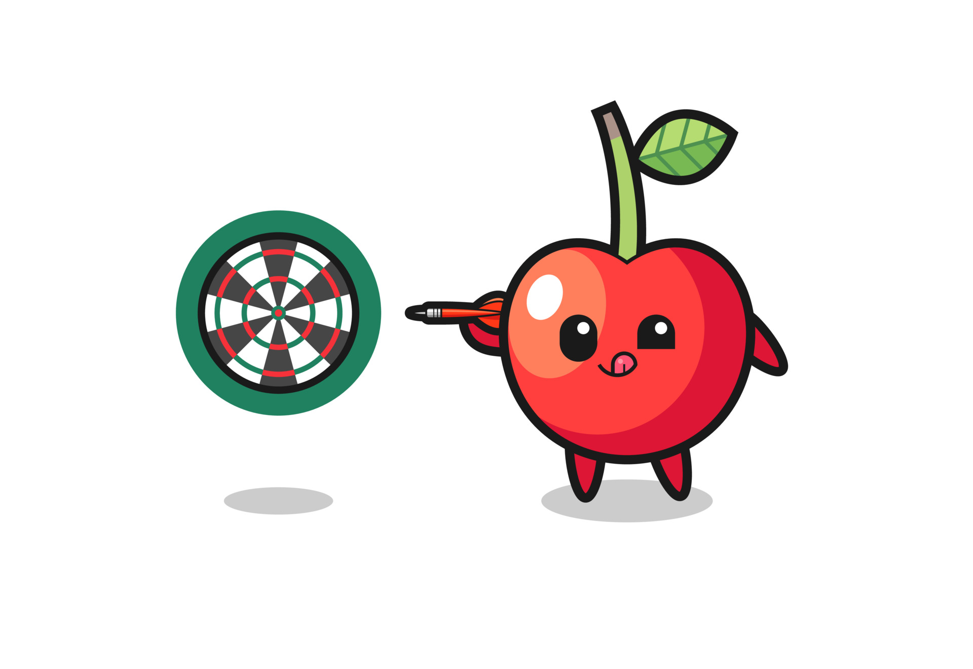 cute cherry is playing dart 3824946 Vector Art at Vecteezy