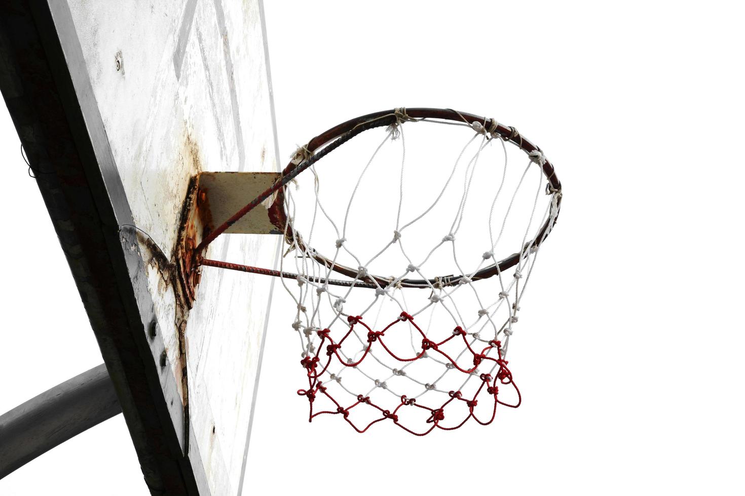 Basketball hoop on white background photo