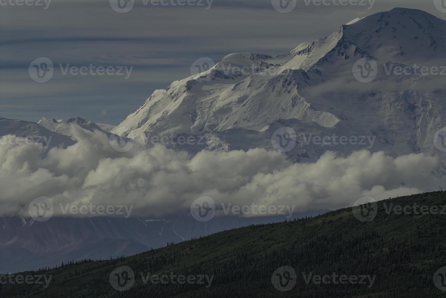 Denali Closeup with Clouds photo