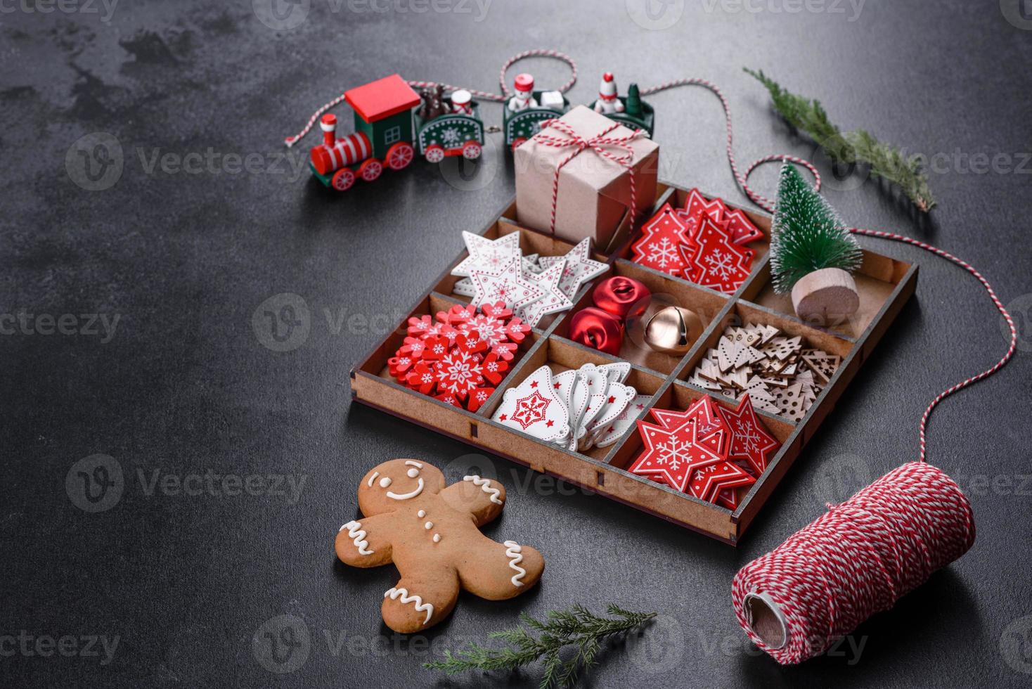 Christmas decorations for Christmas trees and gingerbread photo