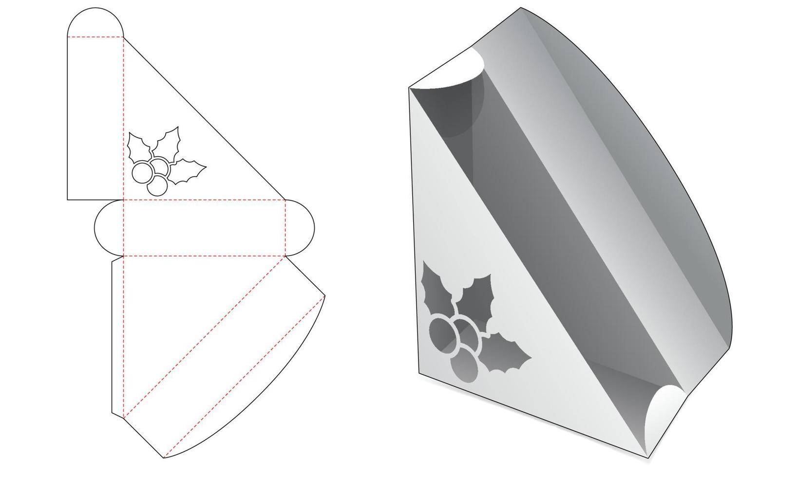 caja de sándwich con plantilla troquelada de acebo estarcida vector