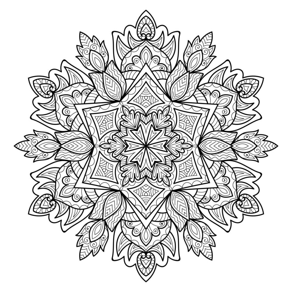 Detailed decorative mandala designs colouring book page vector illustration