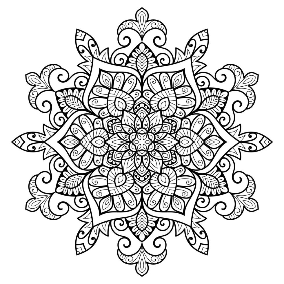 Detailed decorative mandala designs colouring book page vector illustration