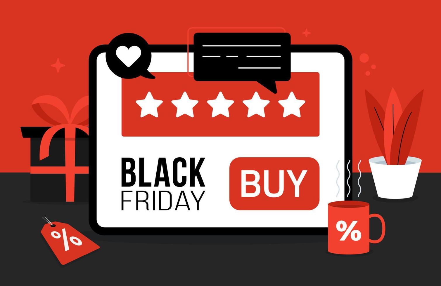 black friday online shopping on tablet. sale online shopping with tablet or smart gadget. poster , banner , background or template. vector illustration.