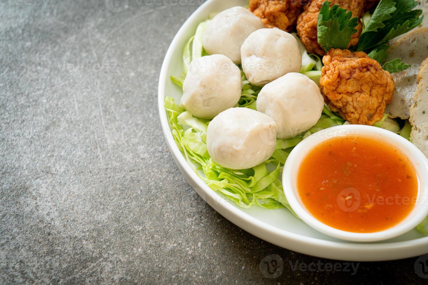 Boiled Fish Balls, Shrimp Balls and Chinese Fish Sausage photo