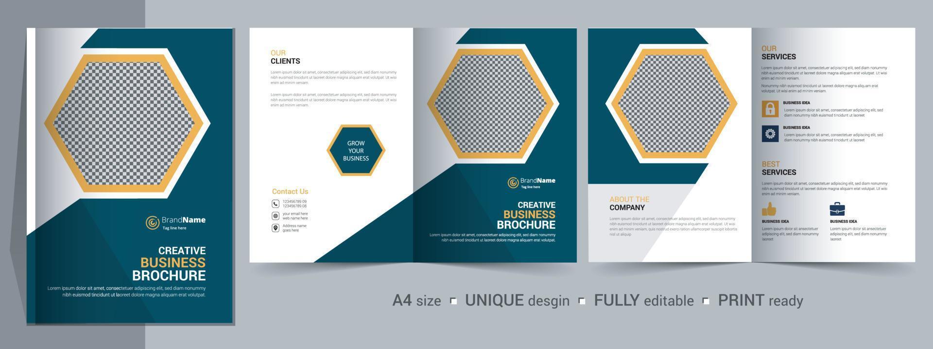 Corporate Bi-fold Brochure Template, Catalog, Booklet Template Design. Fully Editable. vector