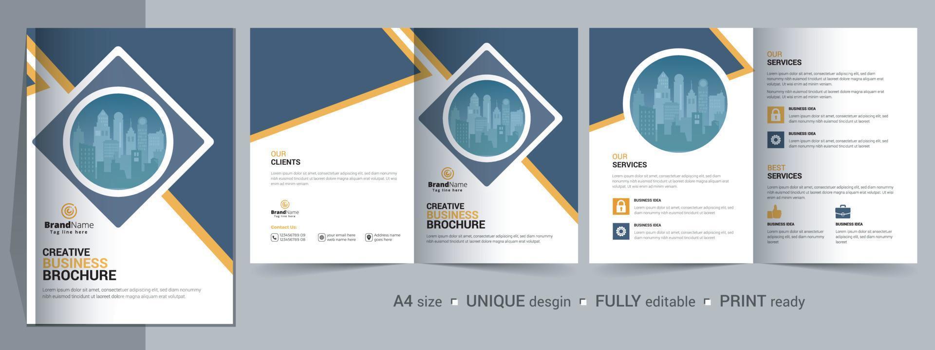 Corporate Bi-fold Brochure Template, Catalog, Booklet Template Design. Fully Editable. vector