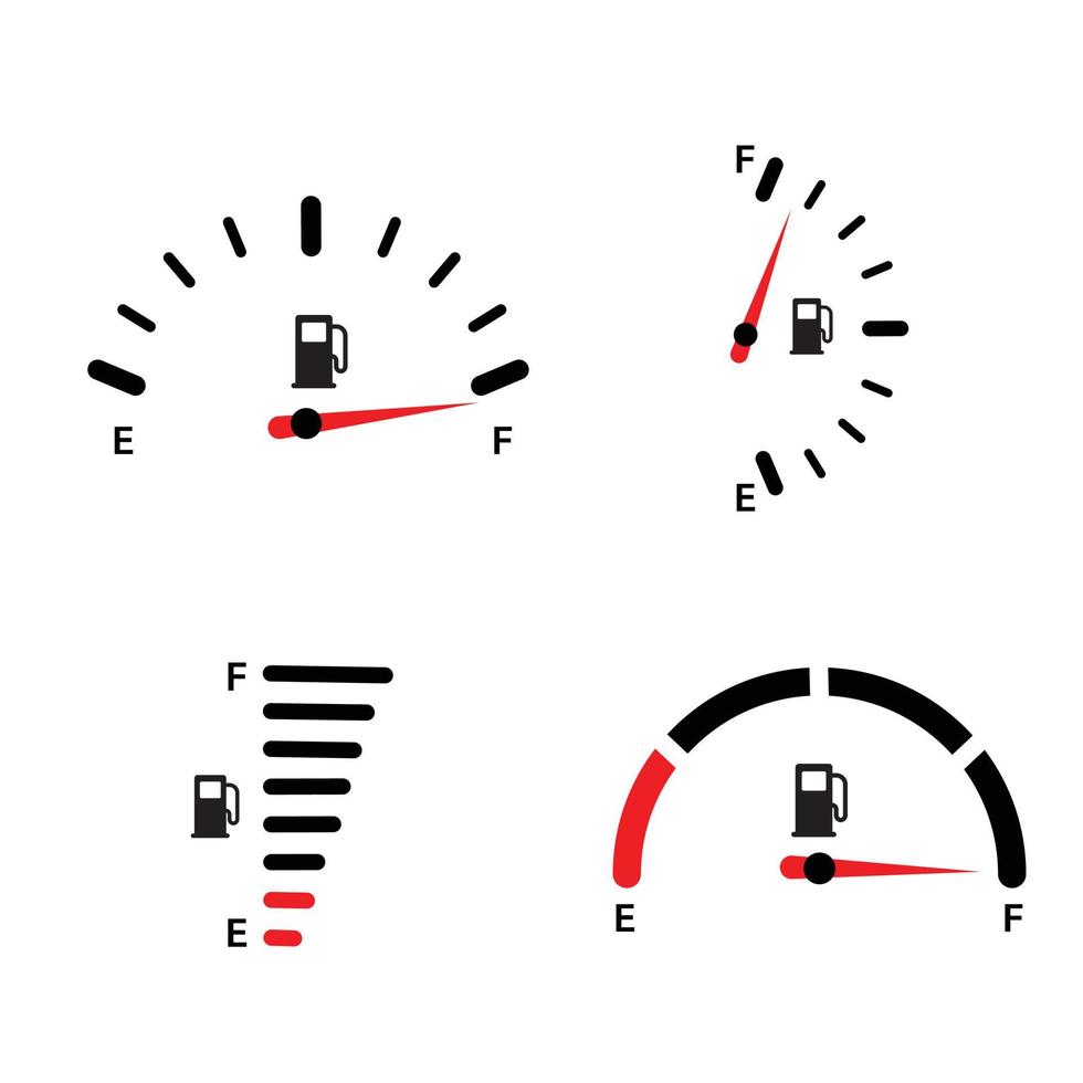 Fuel gauge indicator. Gas tank. Different dashboard auto panel