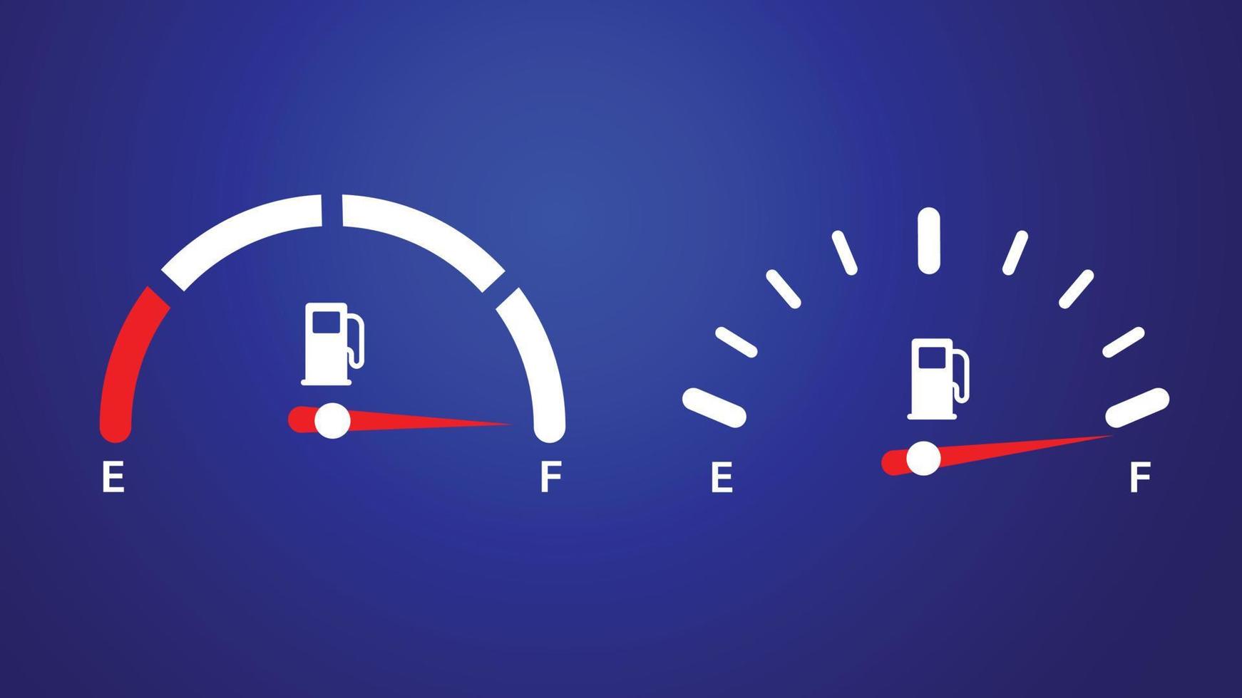 Fuel gauge indicator. Gas tank. Different dashboard auto panel