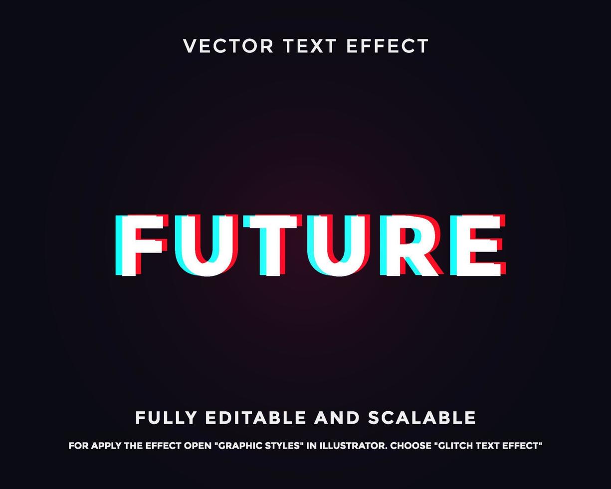 future modern glitch vector text effect editable