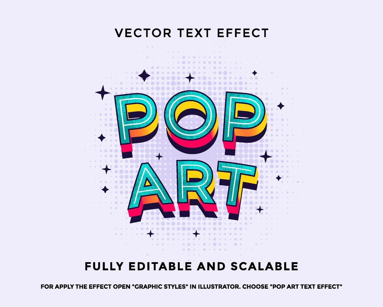 efecto de texto vectorial de arte pop editable vector