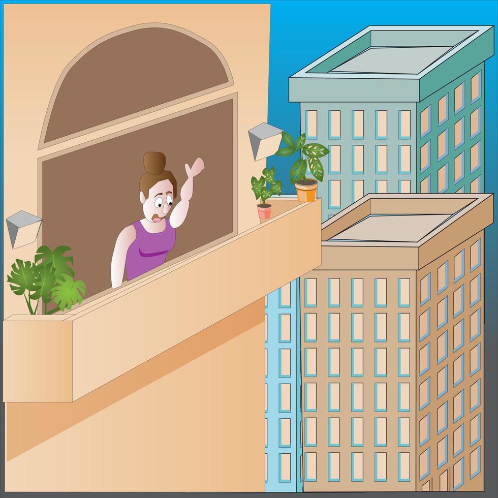 Woman in a Balcony vector