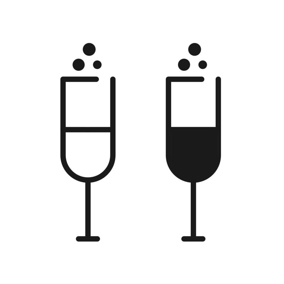 dos copas de champagne. ilustración en un diseño plano vector