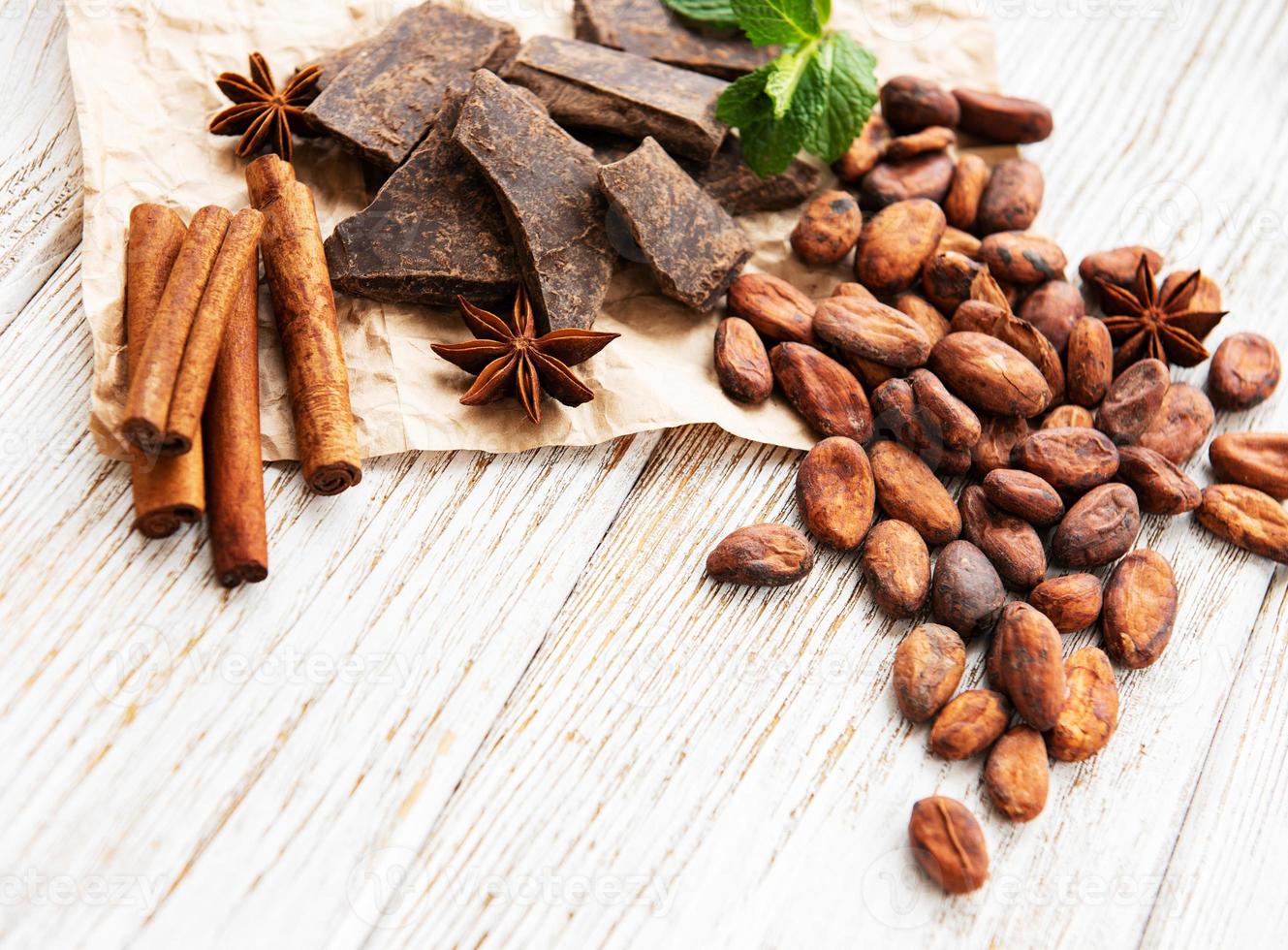 Cocoa beans and chocolate photo
