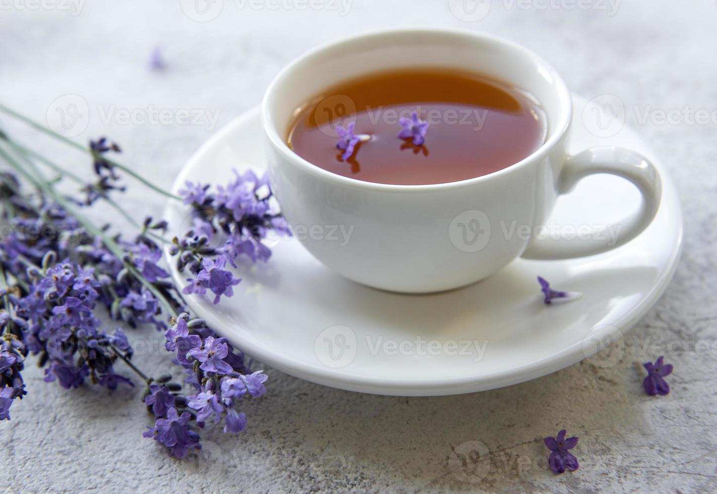 Cup of lavender tea photo