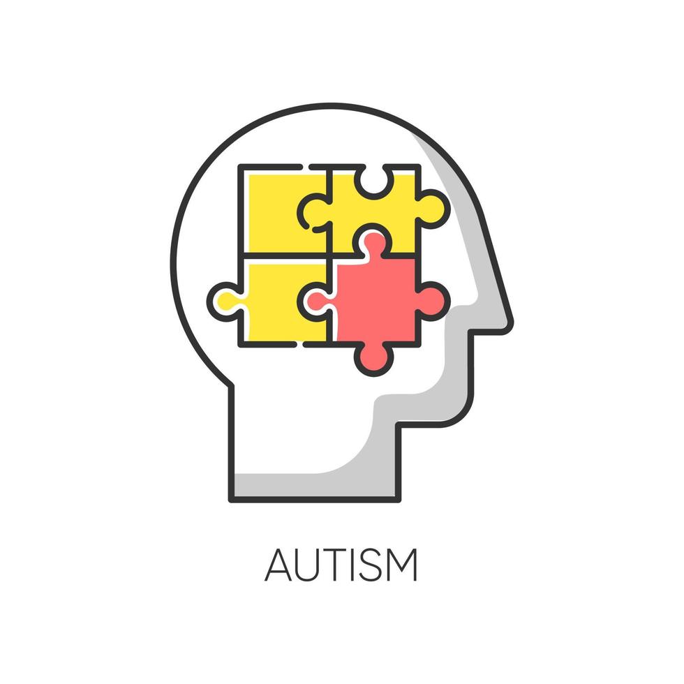 icono de color de autismo. mente perpleja. neurología y psiquiatría. apoyo a la enfermedad de los niños. pensamiento diferente. asperger. trastorno del desarrollo. Psicología clínica. ilustración vectorial aislada vector