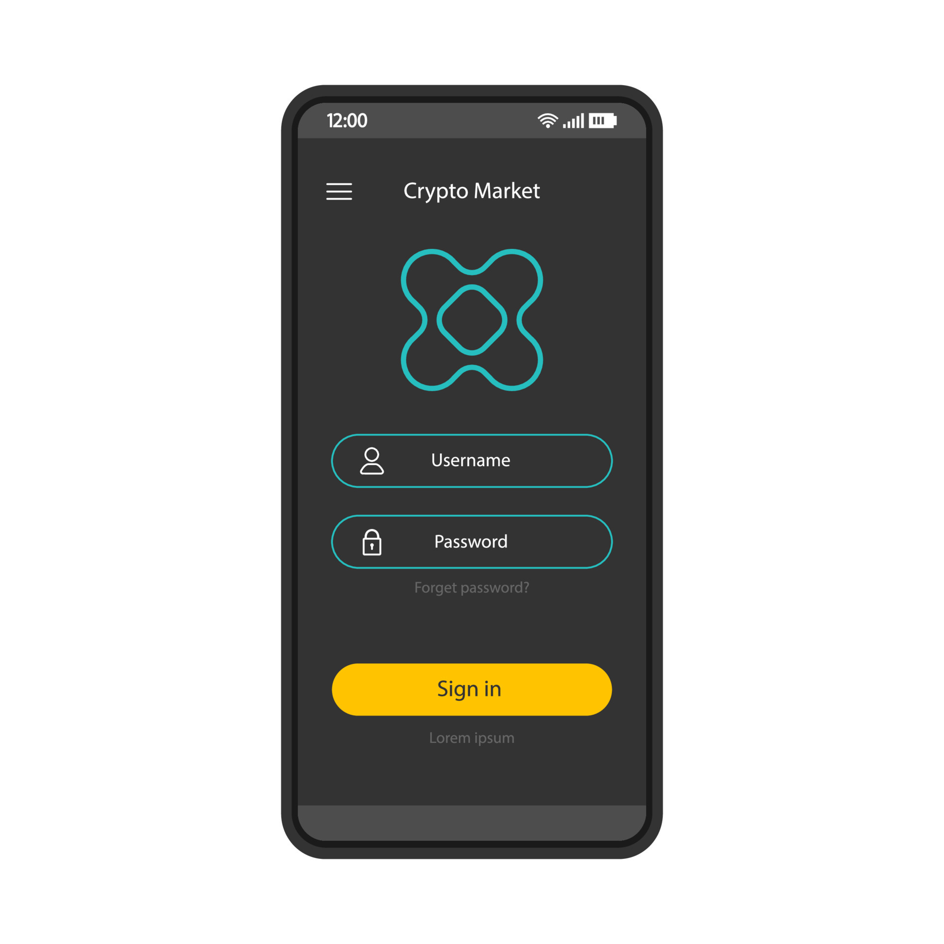 Cryptocurrency trading platform smartphone page template. Crypto market