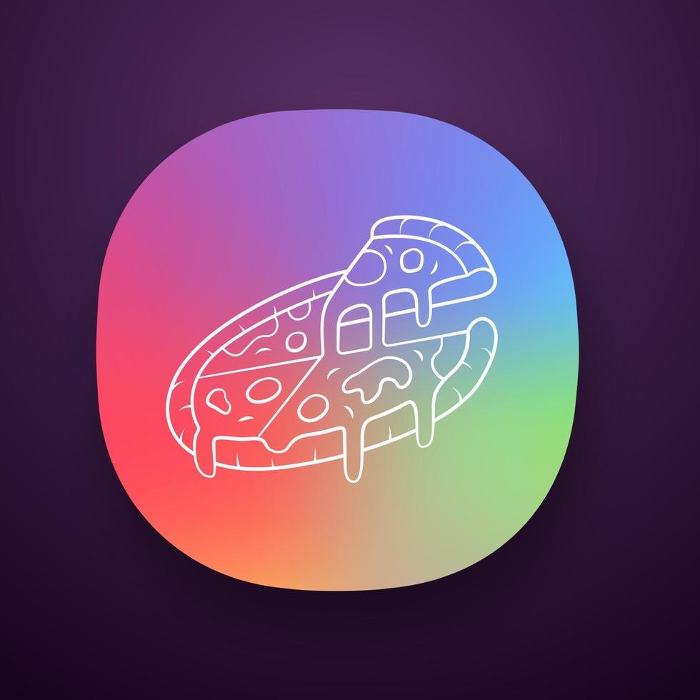 Sliced pizza app icon. Pizzeria, pizza house, restaurant, cafe menu. Traditional italian food. Fast food delivery. Web or mobile application. Vector isolated illustration